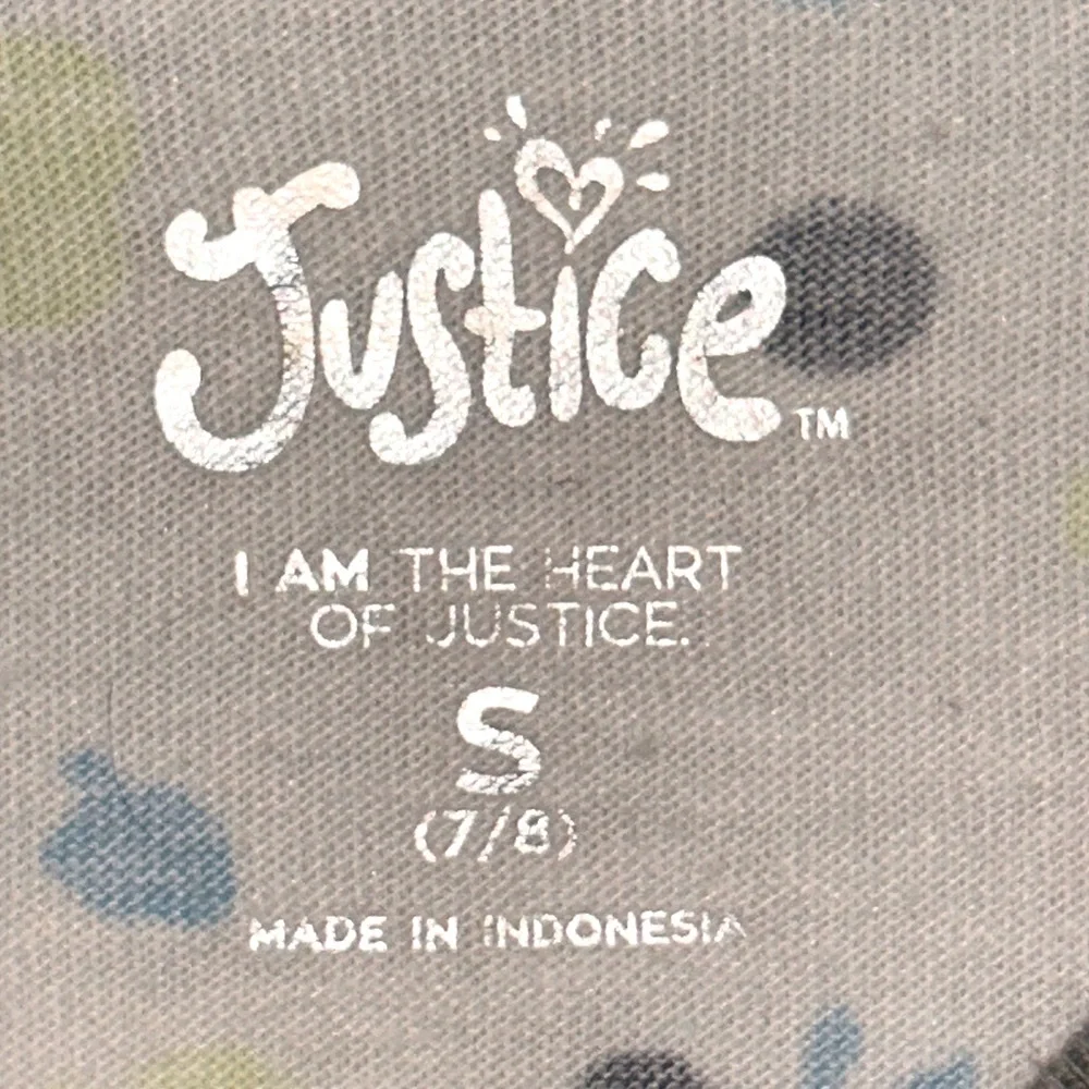 Justice Kids' Girls Splatter T-Shirt SM Gray White Sparkle Colorful Casual